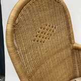 Rocking-chair vintage rotin et teck