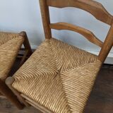 Set of 3 straw chairs from the 50s