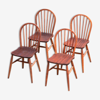 Series of 4 Scandinavian chairs with baton back 1960