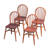Série de 4 chaises scandinaves à dossier baton 1960