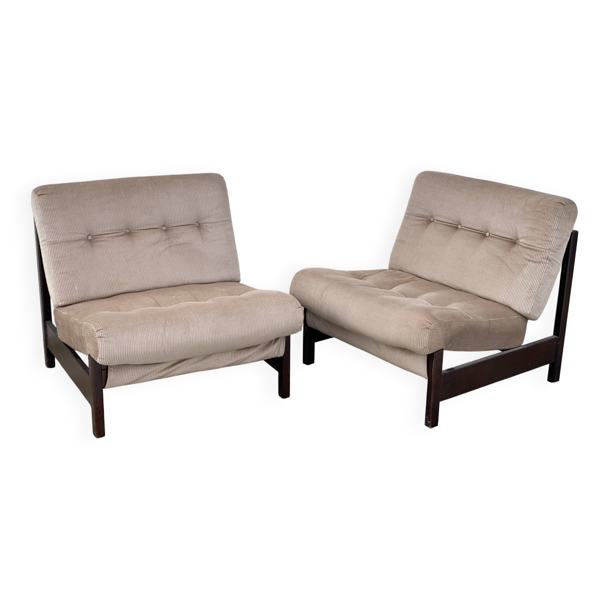 Paire de fauteuils scandinaves chauffeuses vintage 1960