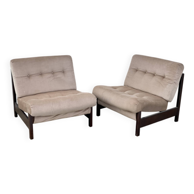 Paire de fauteuils scandinaves chauffeuses vintage 1960