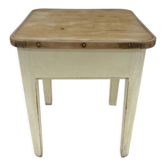 Tabouret en bois des années 1950 avec espace de rangement