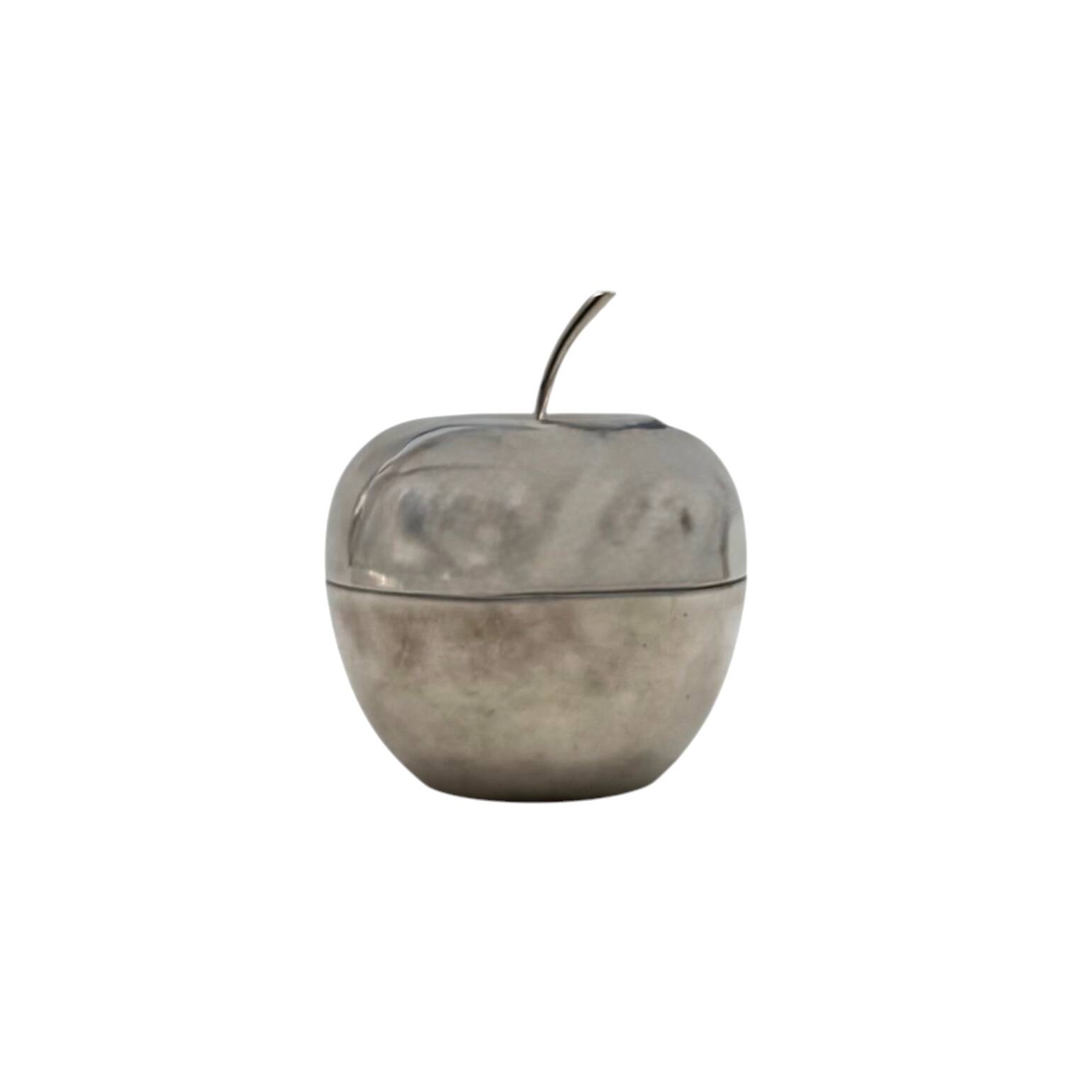 Modern silver-plated apple shaped decorative box, Christofle France 1970s