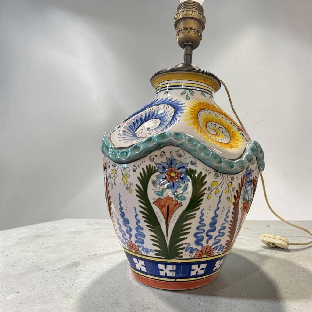 Vintage table lamp in Italian ceramic / Faience lamp