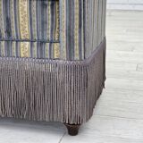 1960s, Danish 3-seater sofa, blue/beige furniture velour, beech wood legs.