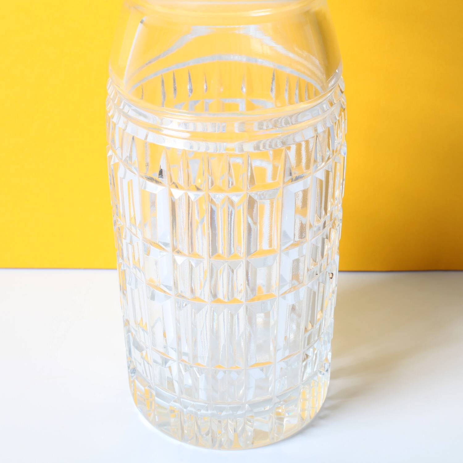 Mid-century Large Vase / Vintage Tall and Solid Clear Crystal Vase / 1960s