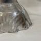 Swan neck wall light, brass, glass, holophane type, porcelain fixing