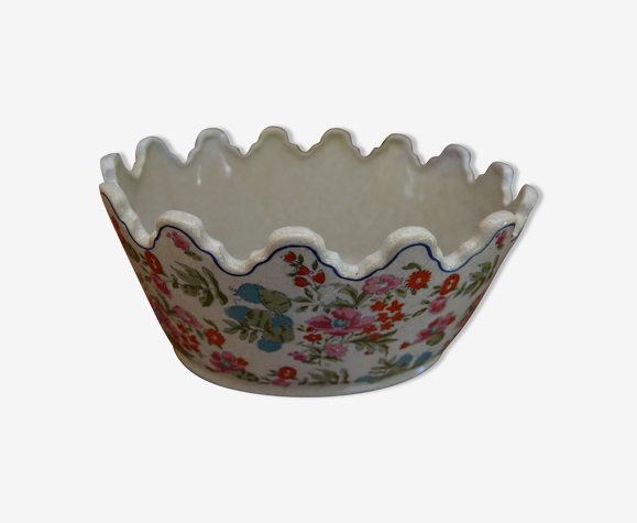 Rafraichissoir ancien en faience motif de fleurs