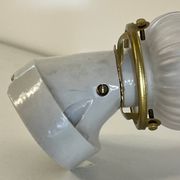 Pair of porcelain wall lights with pink glass tulips, Art Deco.