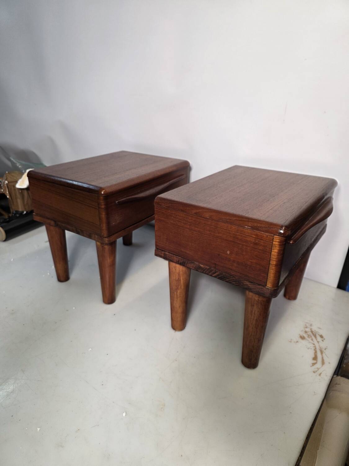 Pair of Scandinavian teak bedside tables from the 1960s.
