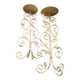 Pair of wrought iron candle holders