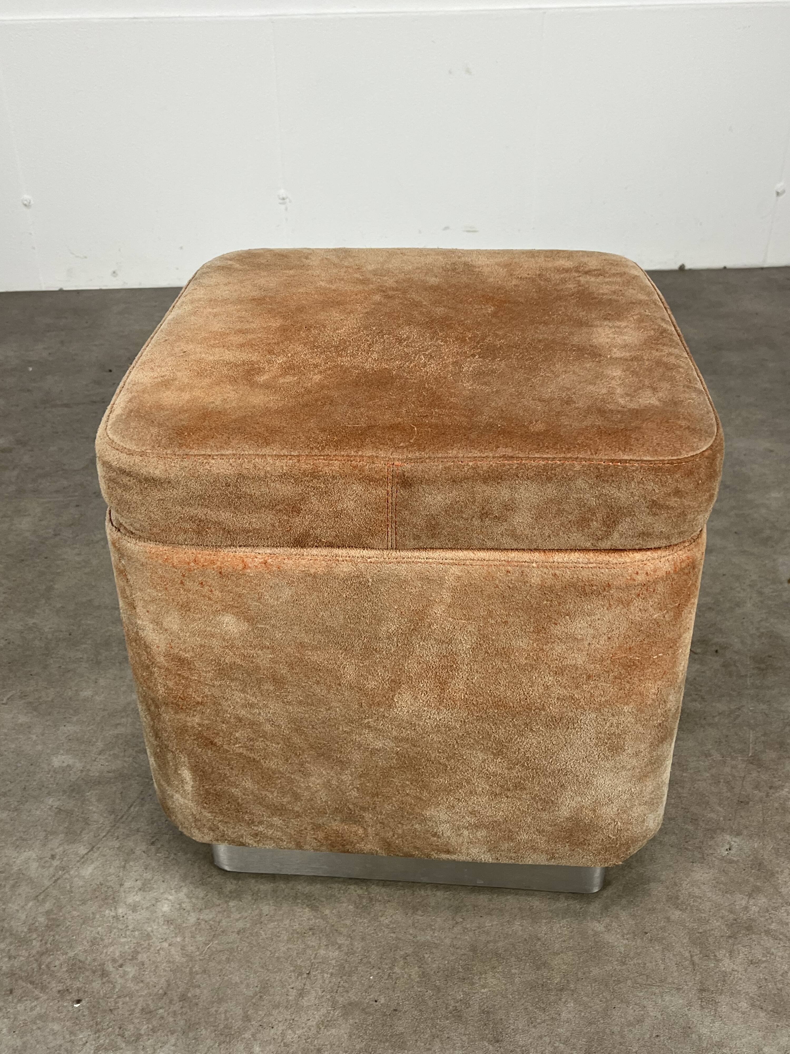 70s suede trunk pouf