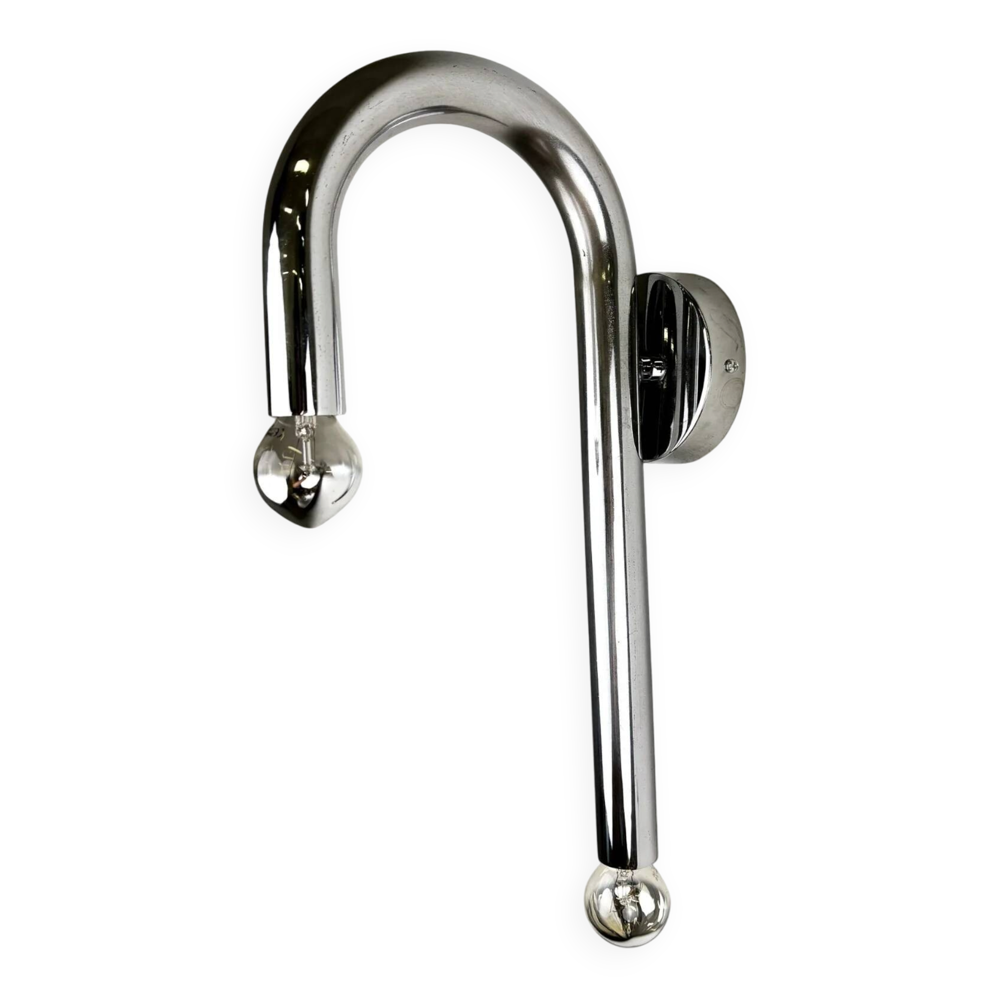 Space-age tubular wall light, chromed metal, Italy, 1970s