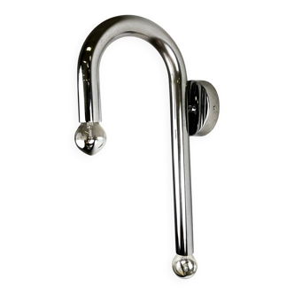 Space-age tubular wall light, chromed metal, Italy, 1970s