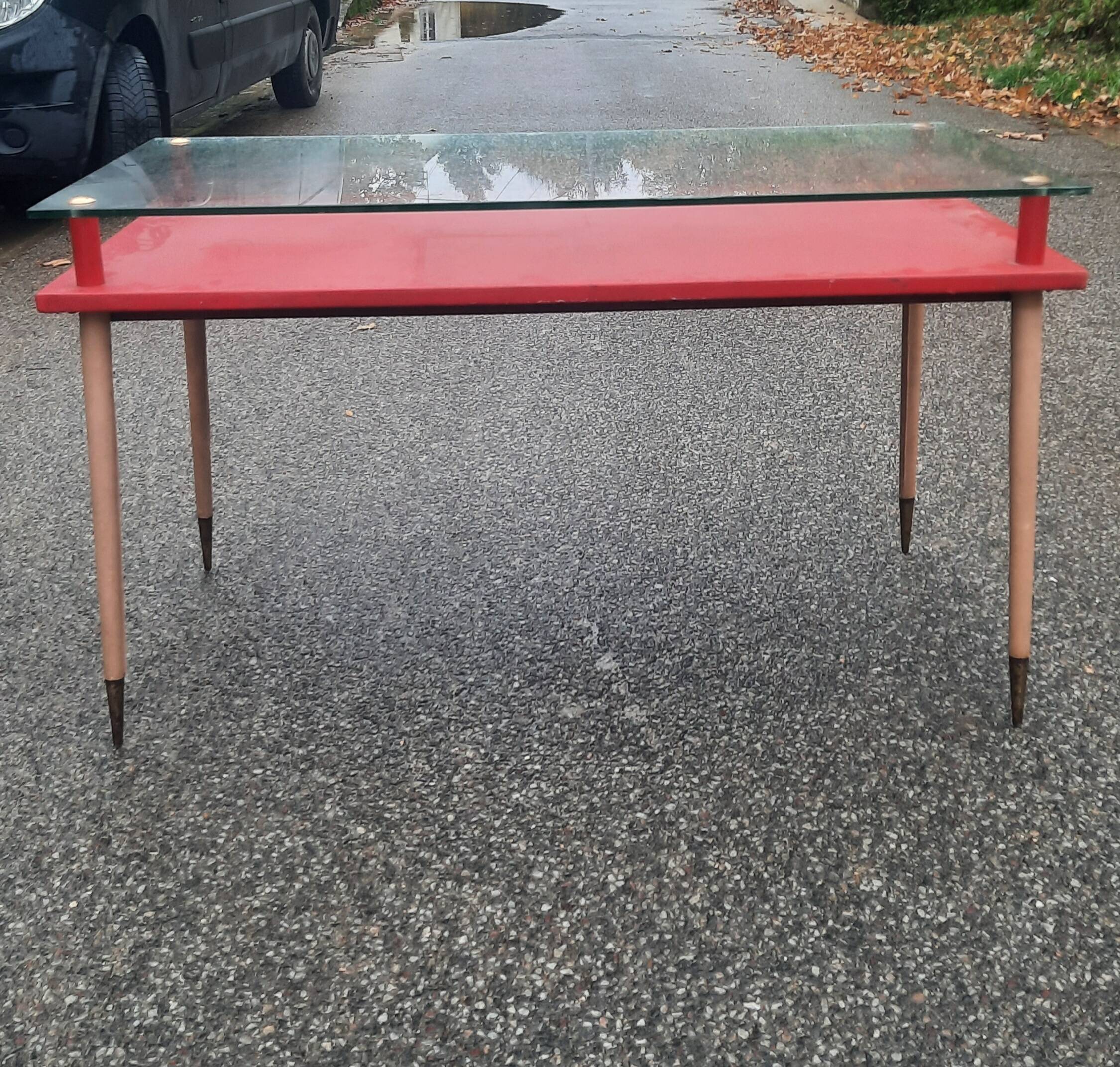 Vintage desk table with tapered legs