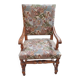 Louis XIII armchair, solid wood - Fabric upholstery