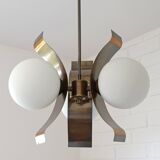 Vintage Pendant Light Yugoslavia 1970 Hanging Lamp Brutalist Copper Sputnik