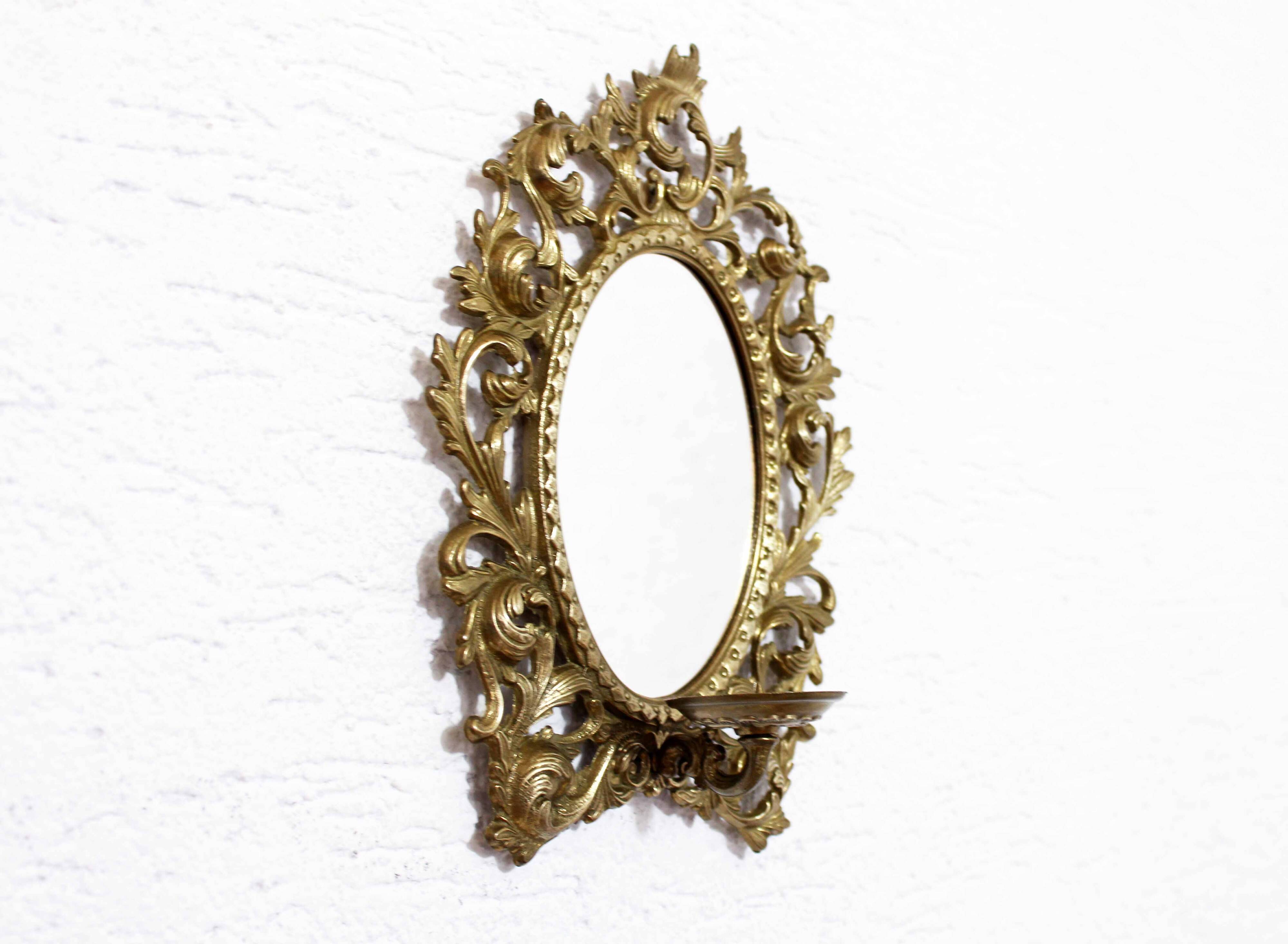 Miroir en laiton avec bougeoir