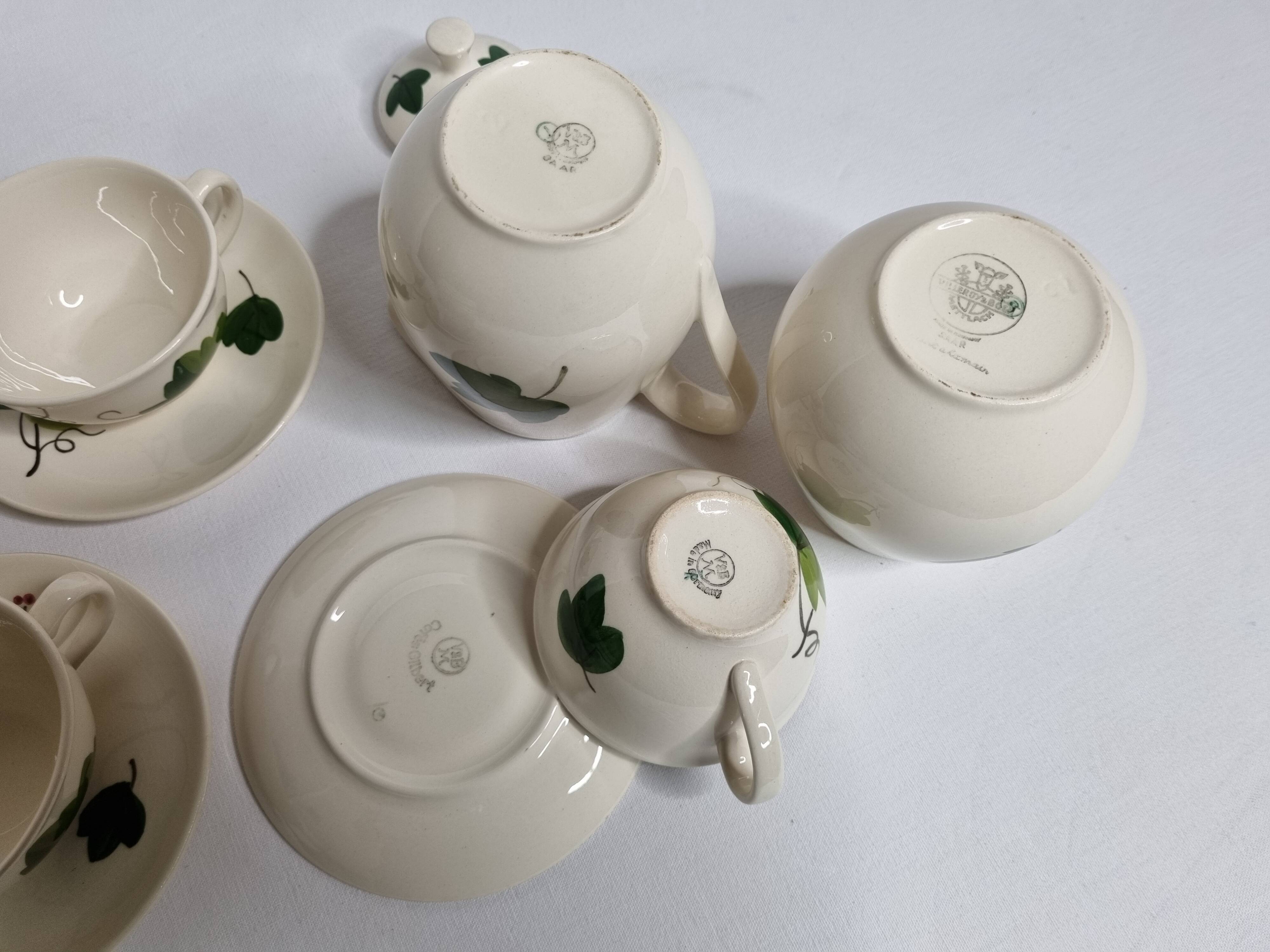 Vintage coffee service, hand-painted plant decor, Villeroy and Boch