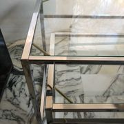 Nested tables in chrome metal and glass, Italy circa 1970.