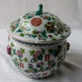 Covered pot with ginger porcelain canton polychrome