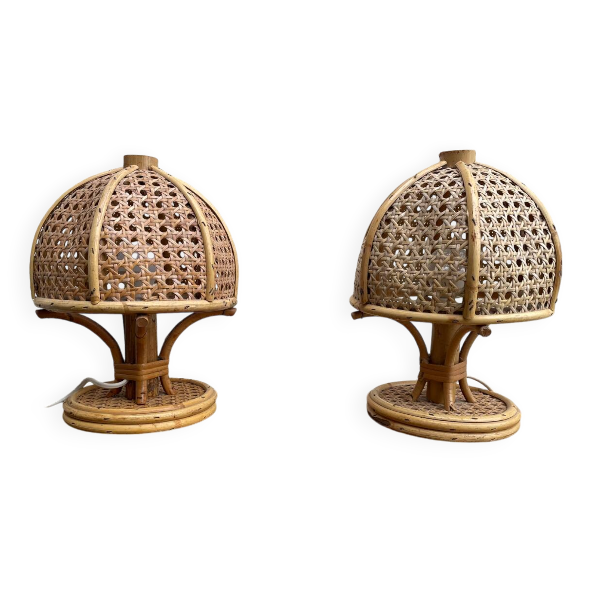 Pair of Italian rattan lamps