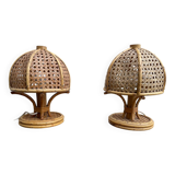 Paire de lampes italiennes en rotin