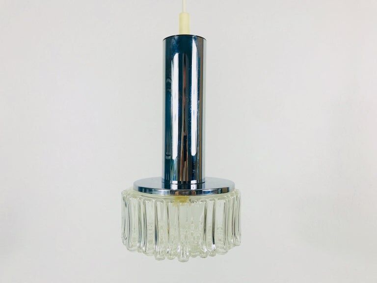 Hanging lamp in chrome and bubble glass 1970 Germany