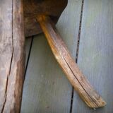 Pair of brutalist tripod stools in grayed pine. France, 1950s