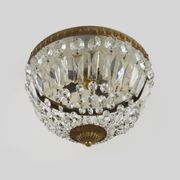 Old crown ceiling light with 3 lights, half basket with glass pendants. Louis XVI style. The 50's