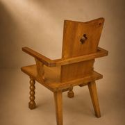 Pair of brutalist armchairs, oak, France, circa 1950.