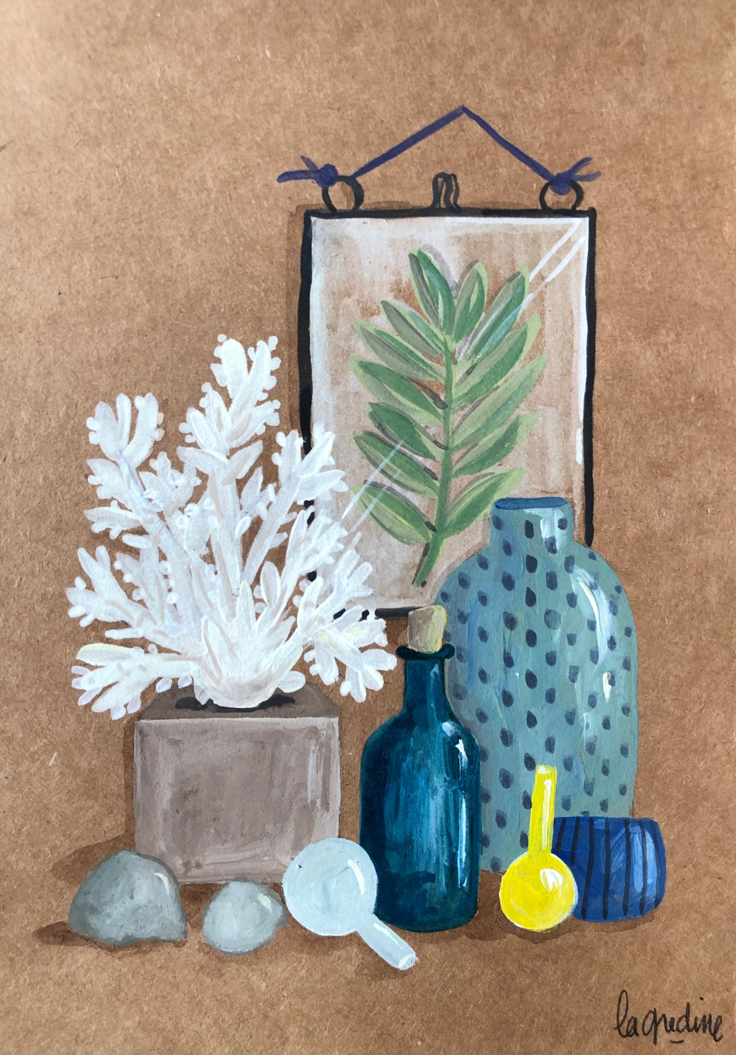 Original A5 painting on ceramics and curiosities paper by Coeur de voyou