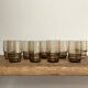 9 vintage smoked liqueur glasses