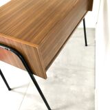 Vintage office teak décor and black steel base