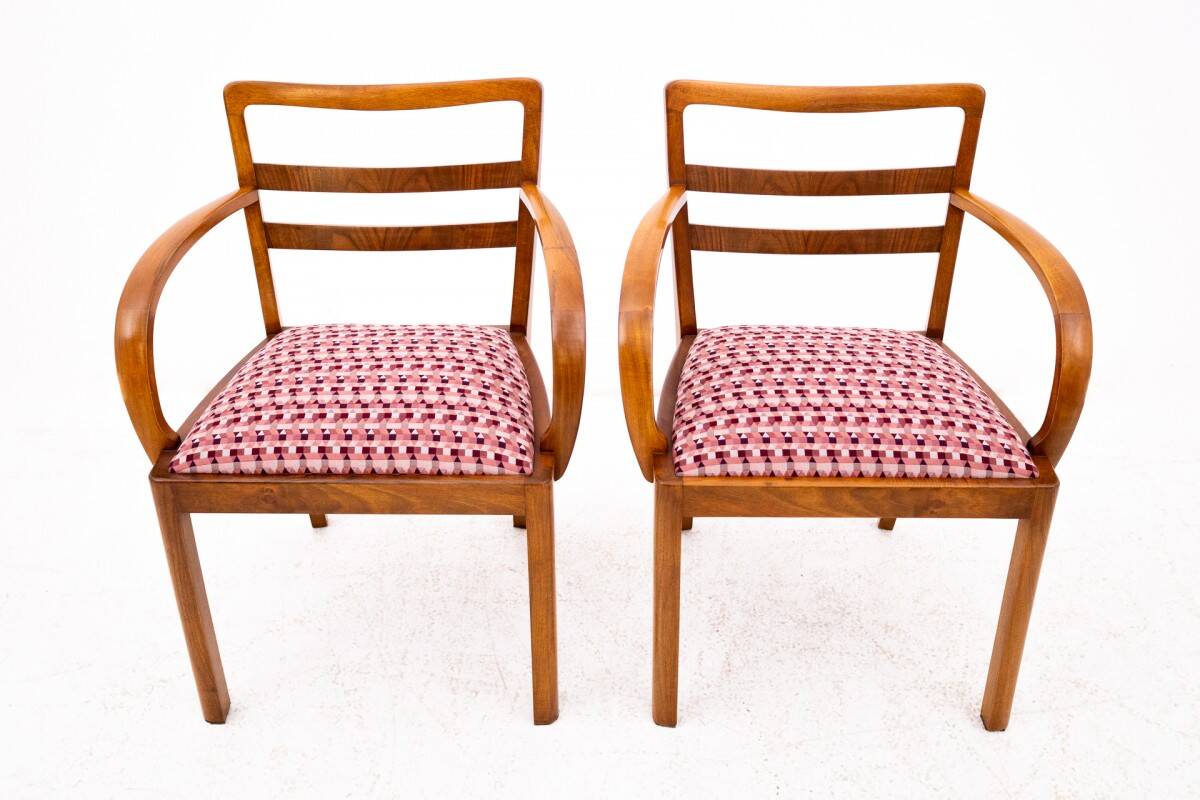 Paire de fauteuils Art Déco, Pologne, milieu du XXe siècle.