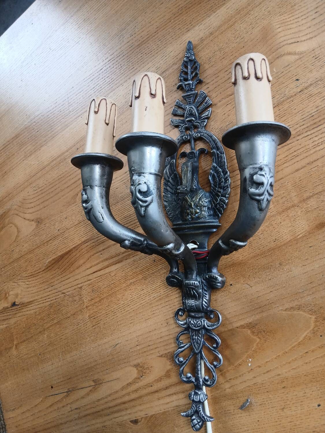 19th Century Empire Swan Bronze Wall Lamp