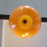 Suspension boule verre jaune 1970