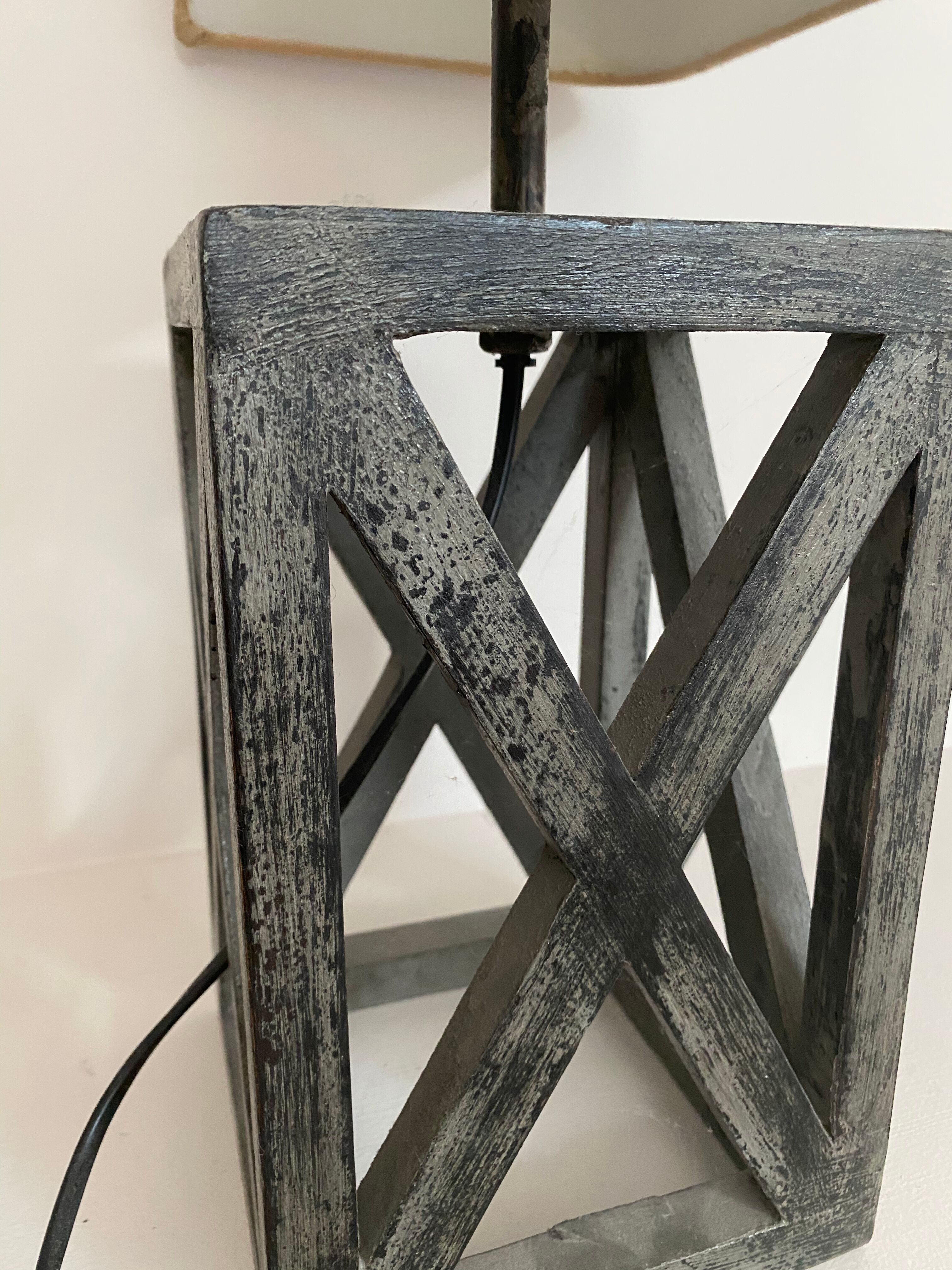 Pair of wooden lamps