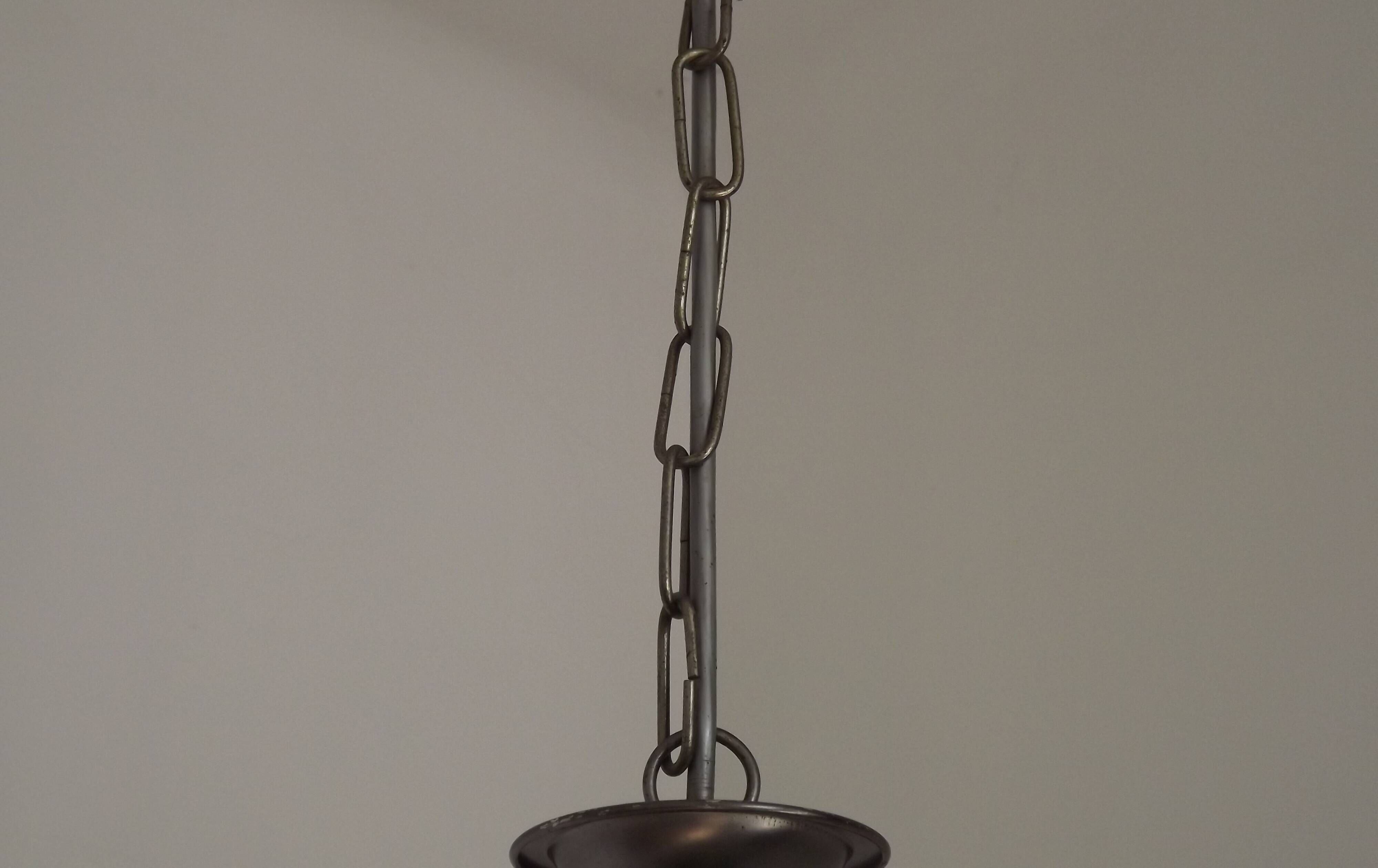 Italian Vintage Silver Brushed Metal 3 Light Flemish Style Chandelier