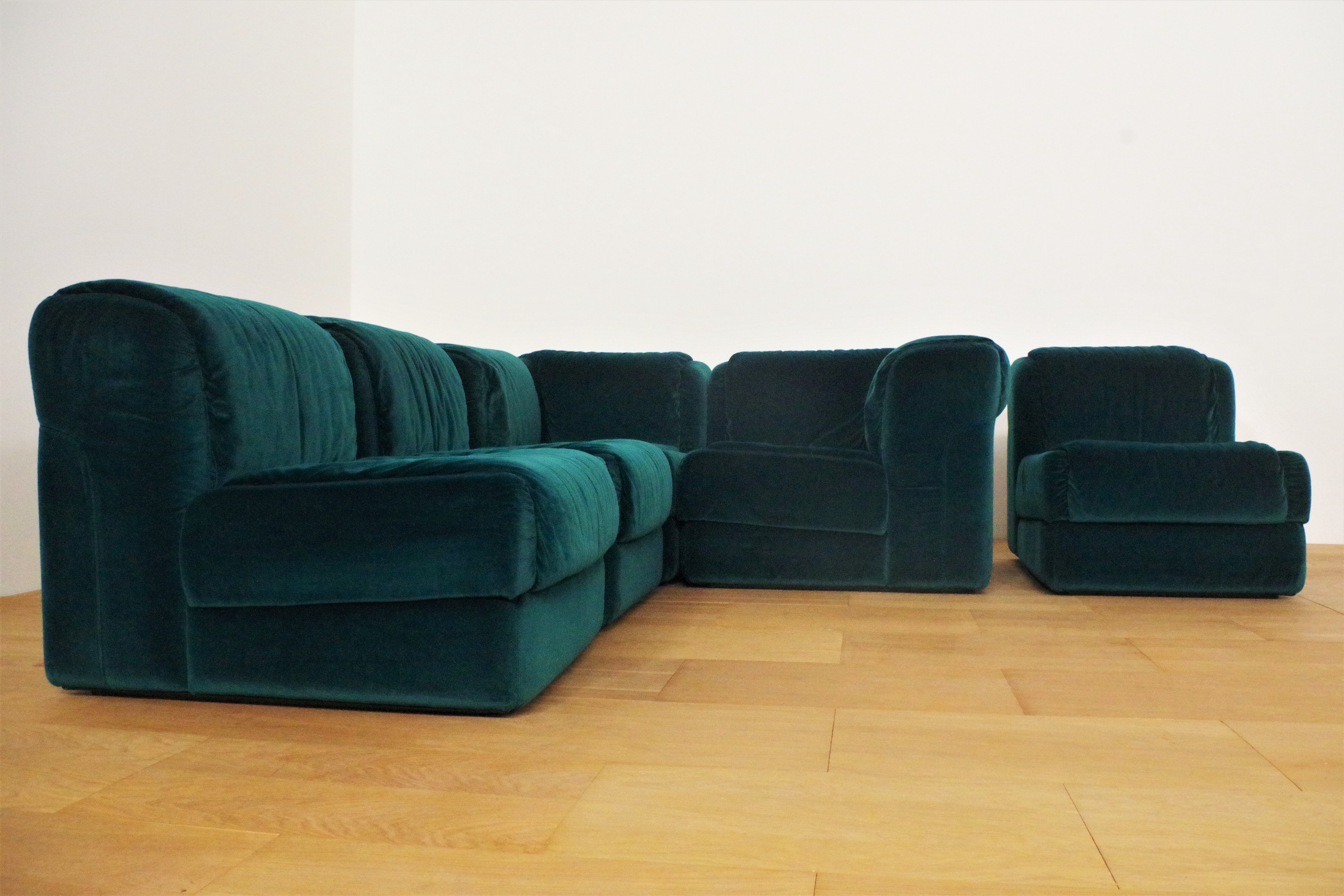 Fauteuils en Chenille de Seven Salotti, 1970s, Set de 5