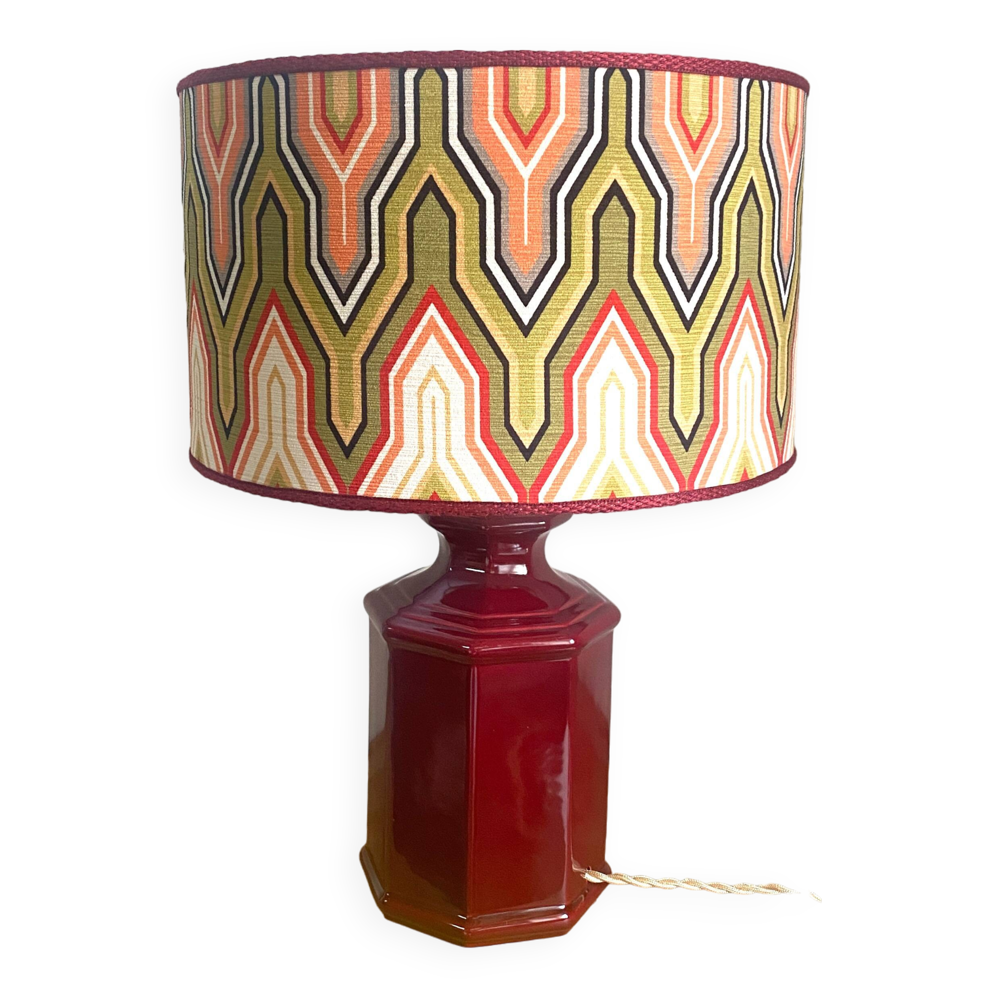 Upcycled vintage lamp - upcycling - Bordeaux ceramic