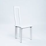 Italian Ycami white leather sculptural highback chairs, 1980s