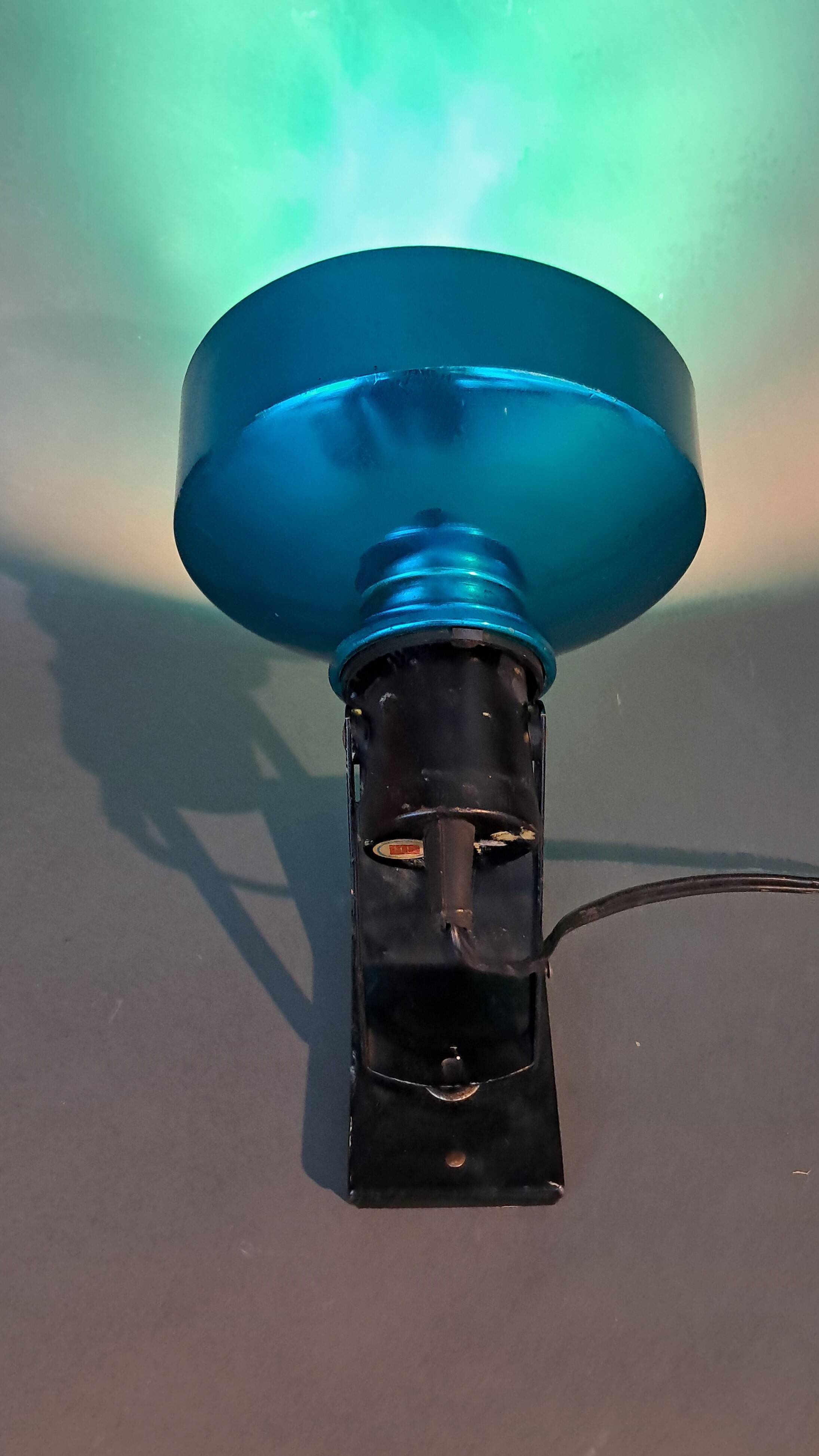 Lita 1950/1960 clamp spotlight with blue diffuser.