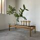 Table scandinave teck blond et verre 60