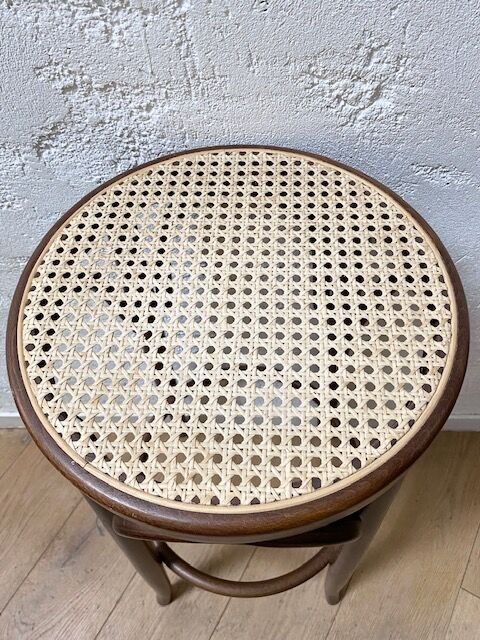 Tabouret de bar bois et cannage