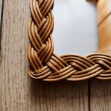 Woven rattan mirror
