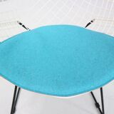 Diamond chair by Harry Bertoia in white & black metal and new blue seating