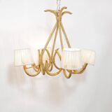 4-light rattan and rope pendant light, 1960-1970.
