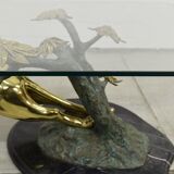 Panther table in bronze, brass and marble 1970